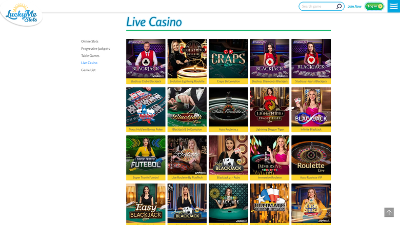 LuckyMe Slots Casino — Live dealer lobby