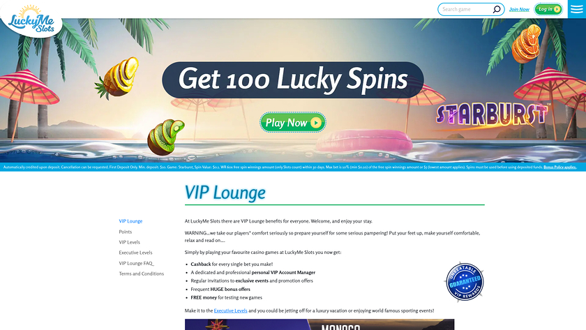 LuckyMe Slots Casino — VIP section