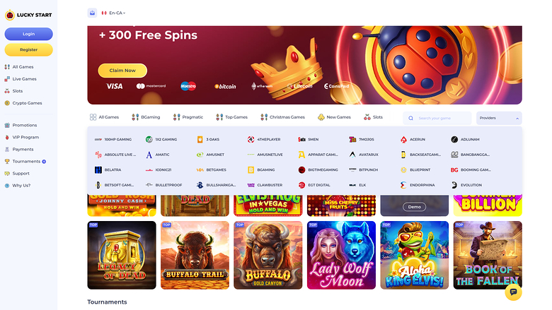 LuckyStart Casino — Games by studio