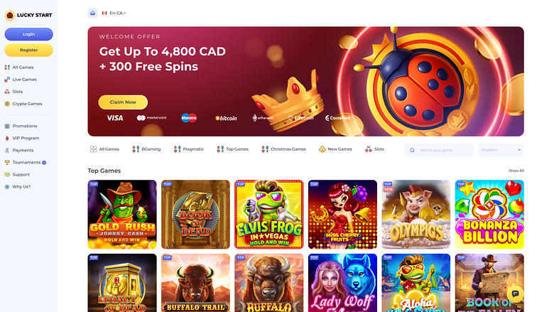 LuckyStart Casino — Homepage