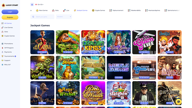 LuckyStart Casino — Jackpot games