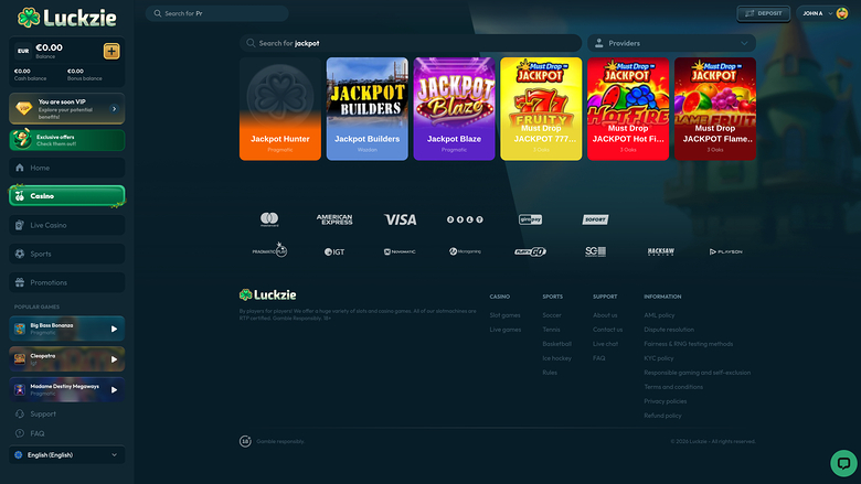Luckzie Casino — Jackpot games