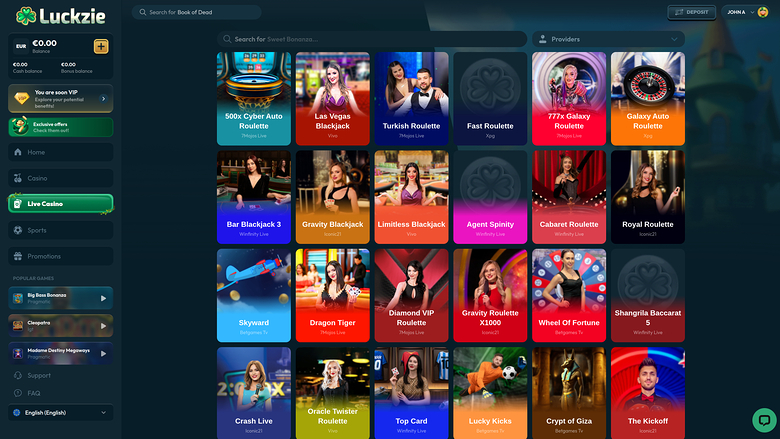 Luckzie Casino — Live dealer lobby