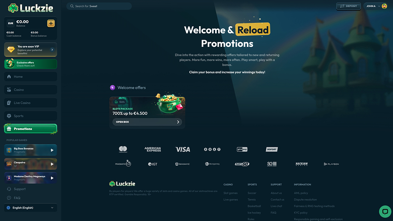 Luckzie Casino — Promotions page