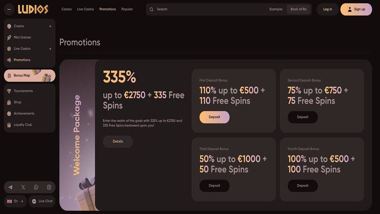 Ludios Casino — Promotions page