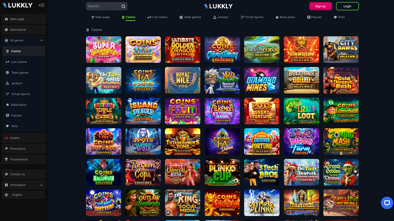 Lukkly Casino — Games lobby
