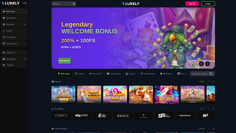 Lukkly Casino — Homepage