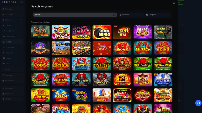 Lukkly Casino — Jackpot games