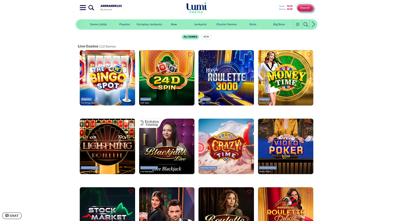 Lumi Casino — Live dealer lobby