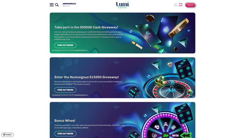 Lumi Casino — Promotions page