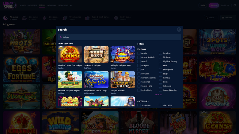 LunarSpins Casino — Jackpot games