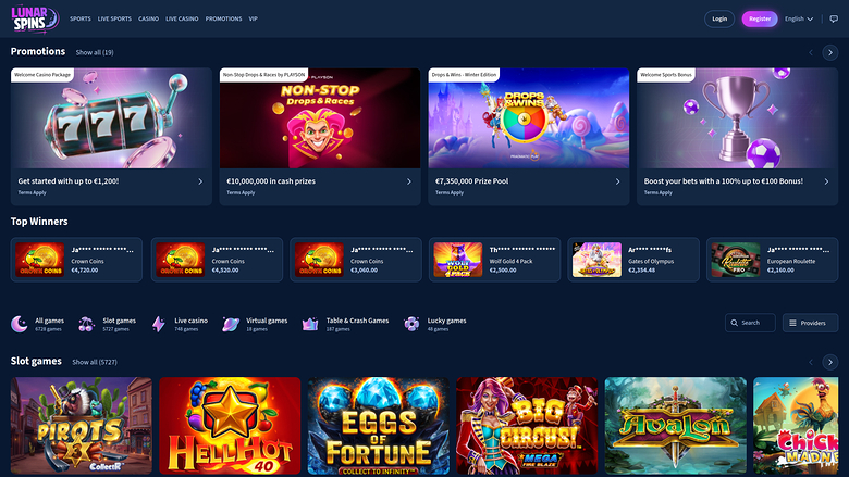 LunarSpins Casino — Promotions page