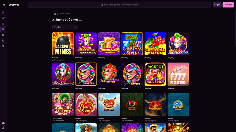 Lussurio Casino — Jackpot games