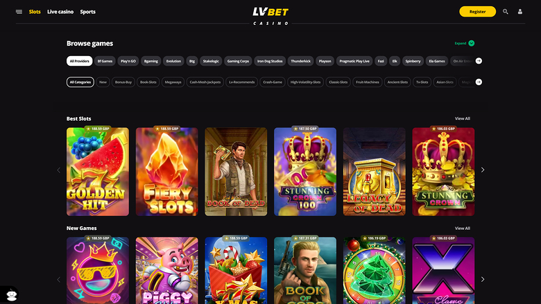 LV BET Casino — Games by studio