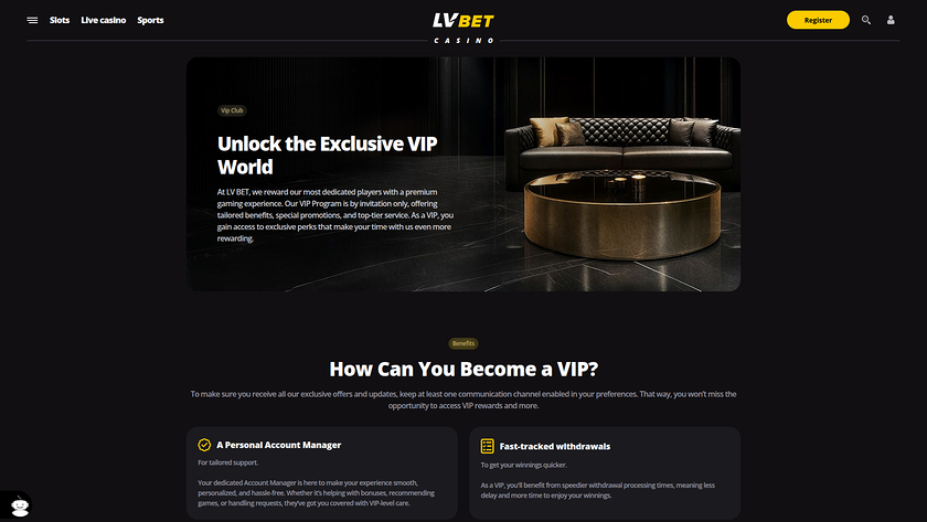 LV BET Casino — VIP section