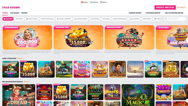 Lyllo Casino — Games lobby