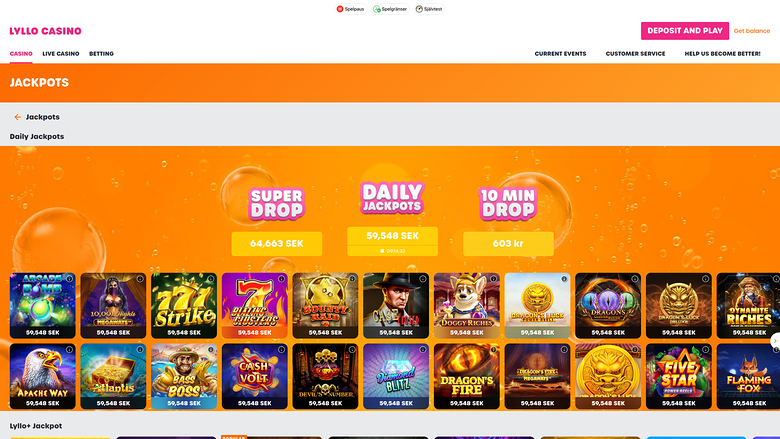 Lyllo Casino — Jackpot games