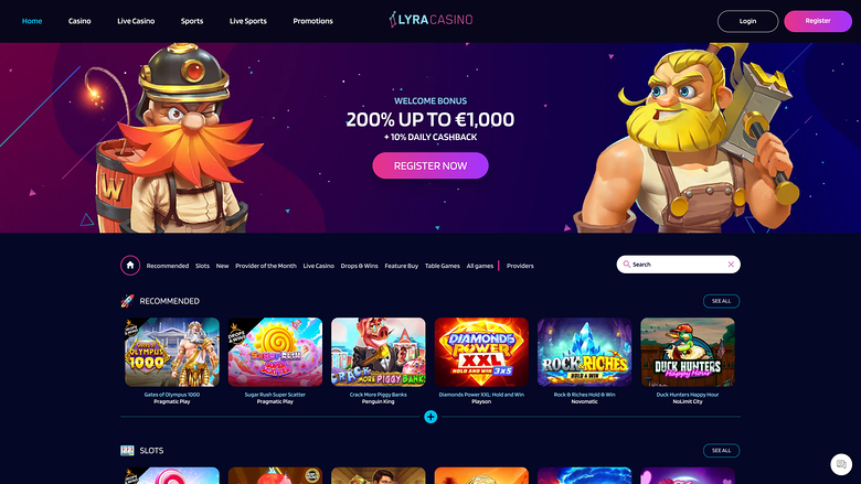 Lyra Casino — Homepage