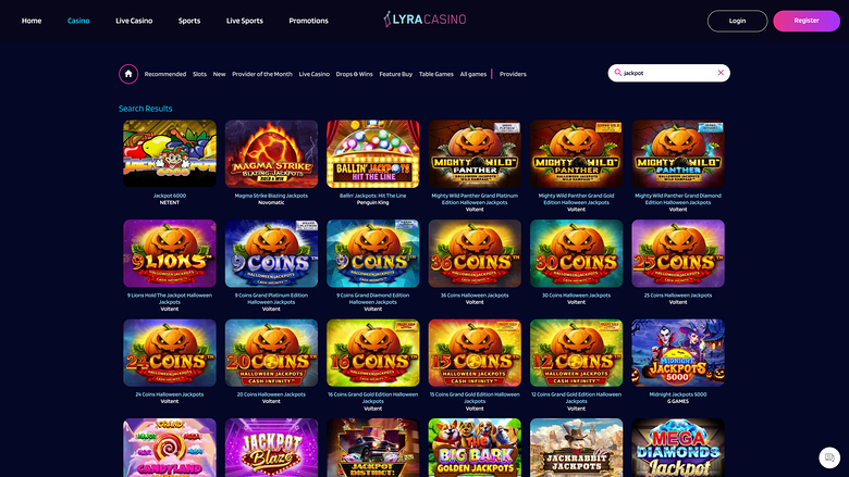Lyra Casino — Jackpot games