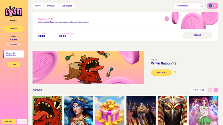 Lysti Casino — Homepage