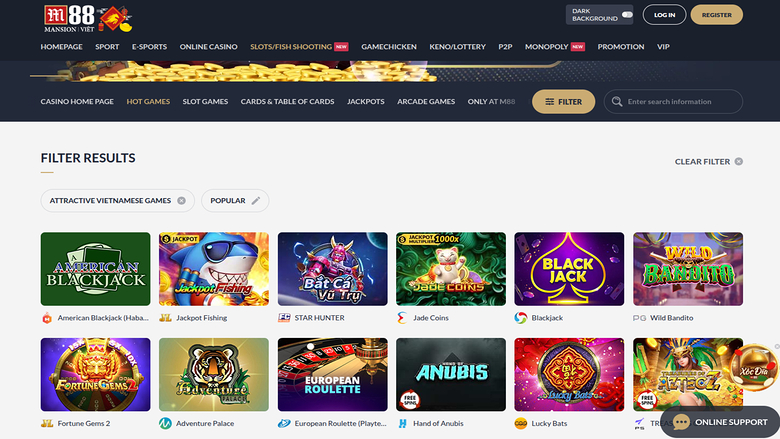 M88 Casino — Games lobby