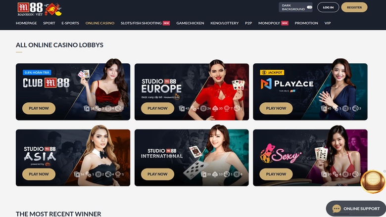 M88 Casino — Live dealer lobby
