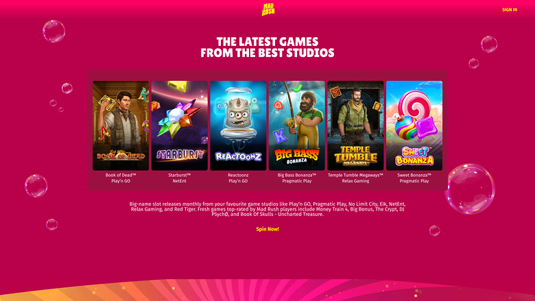 Mad Rush Casino — Games by studio