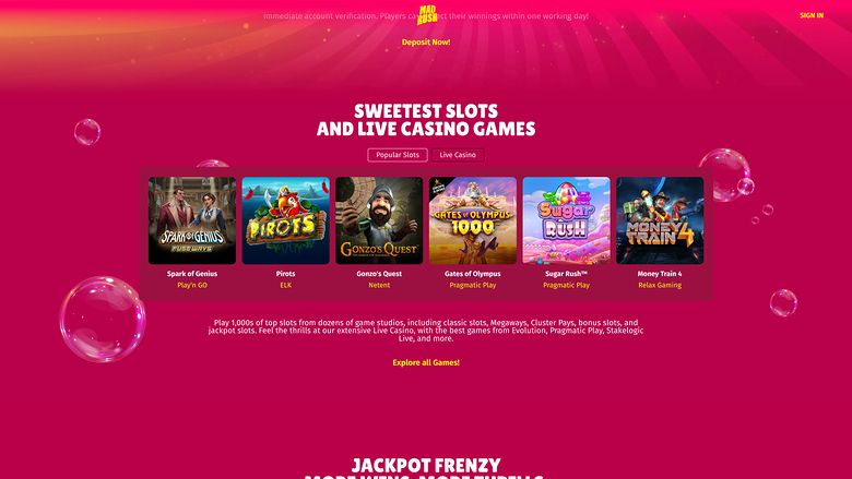 Mad Rush Casino — Games lobby