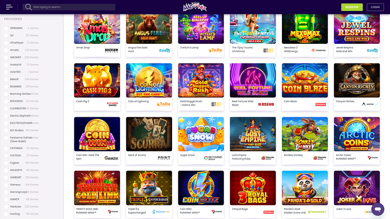 Madnix Casino — Games by studio