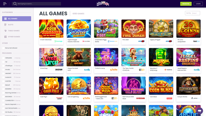 Madnix Casino — Games lobby