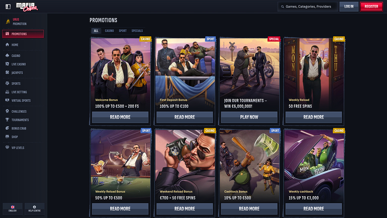 Mafia Casino — Promotions page