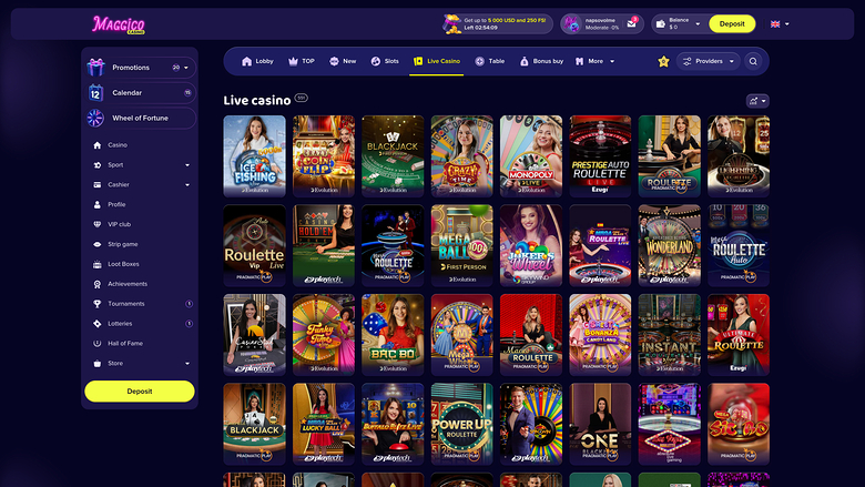 Maggico Casino — Live dealer lobby