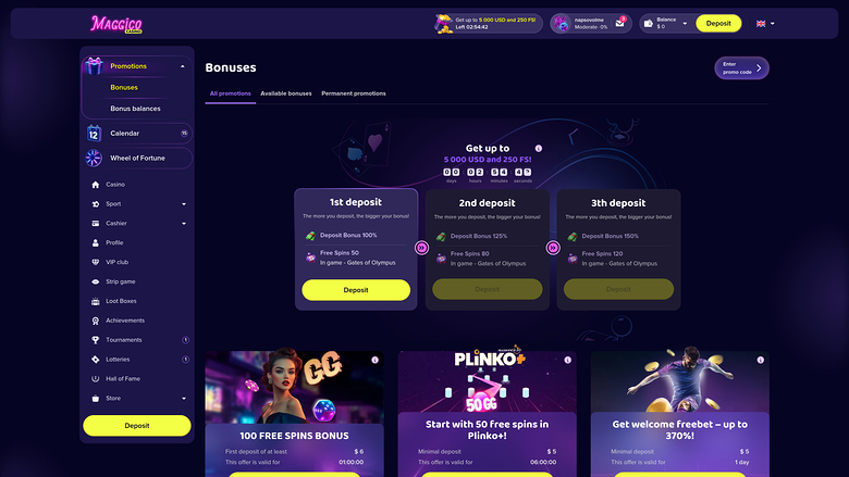 Maggico Casino — Promotions page