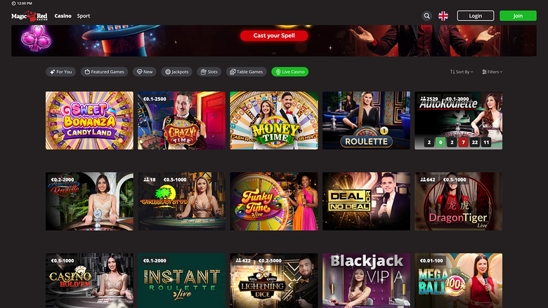 Magic Red Casino — Live dealer lobby