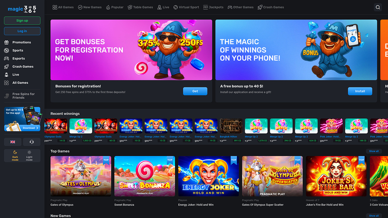 Magic365 Casino — Homepage
