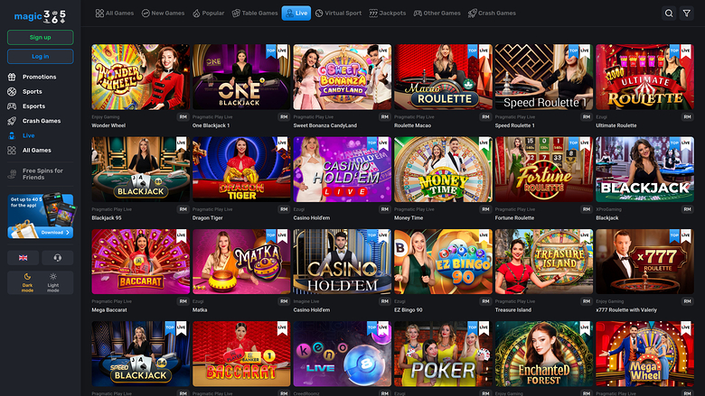 Magic365 Casino — Live dealer lobby