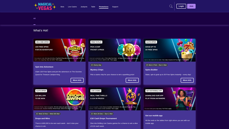 Magical Vegas Casino — Promotions page