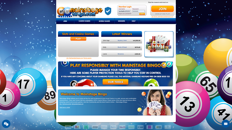 Mainstage Bingo — Homepage