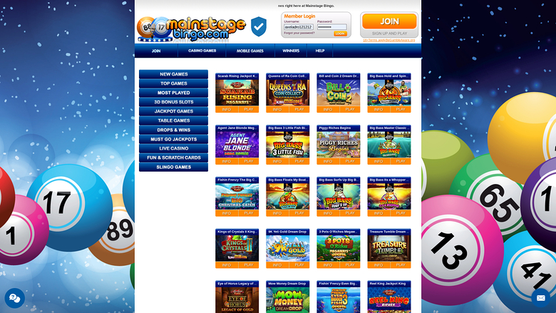 Mainstage Bingo — Jackpot games