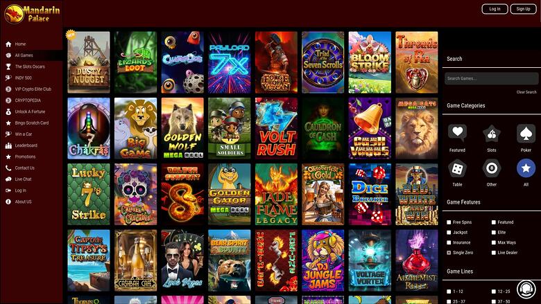 Mandarin Palace — Games lobby