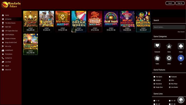Mandarin Palace — Jackpot games