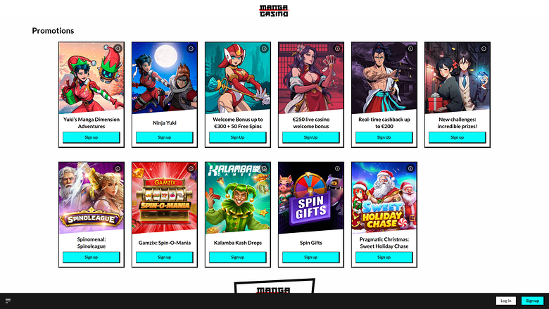Manga Casino — Promotions page