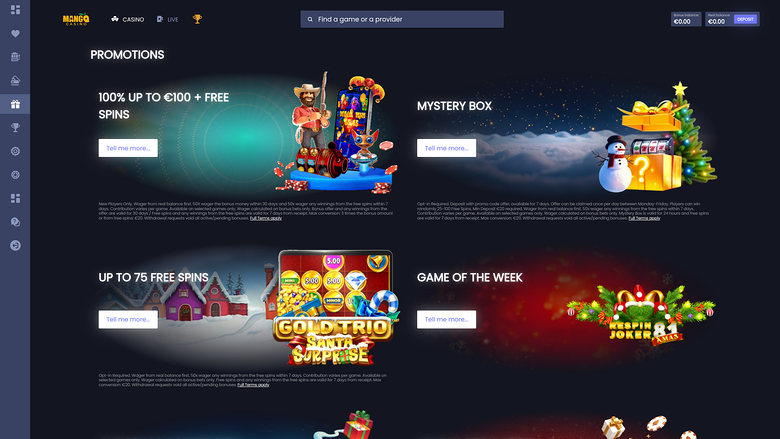 Mango Casino — Promotions page