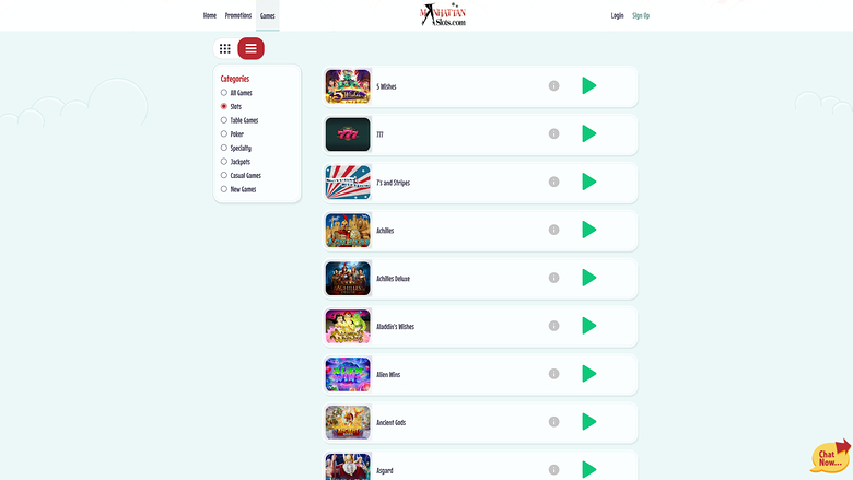 Manhattan Slots — Games lobby