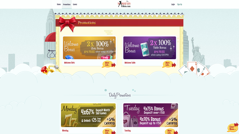 Manhattan Slots — Promotions page