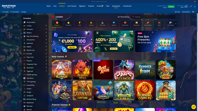 MarathonBet Casino — Homepage