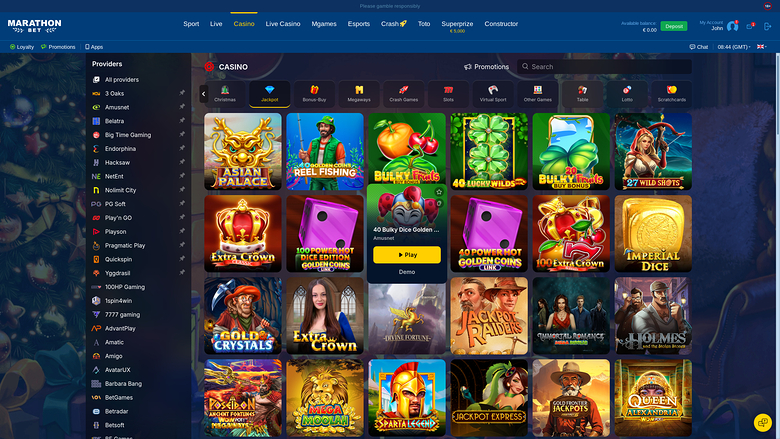 MarathonBet Casino — Jackpot games