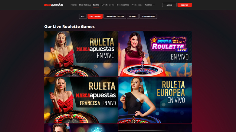 MarcaApuestas — Live dealer lobby