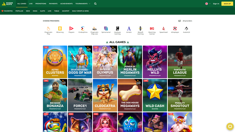 Mason Slots Casino — Games lobby
