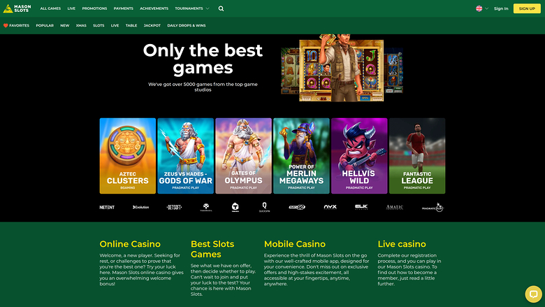 Mason Slots Casino — Homepage